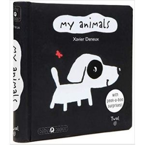 black and white books for babies, my animals